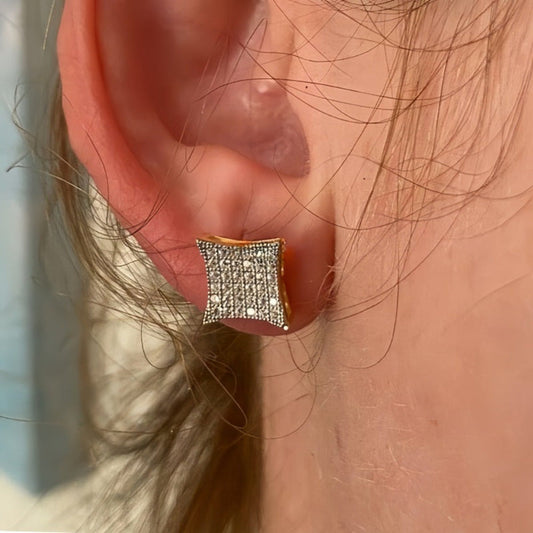 Square Stud Earrings – Rhinestone Accents & Elegant Jewelry
