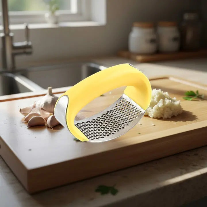 Optimized Product Title: "Edelstahl Knoblauchpresse - Hochwertige Knoblauchpresse aus rostfreiem Edelstahl für müheloses Zerkleinern von Knoblauch" 

This title includes relevant keywords while providing additional details that may attract potential buyer
