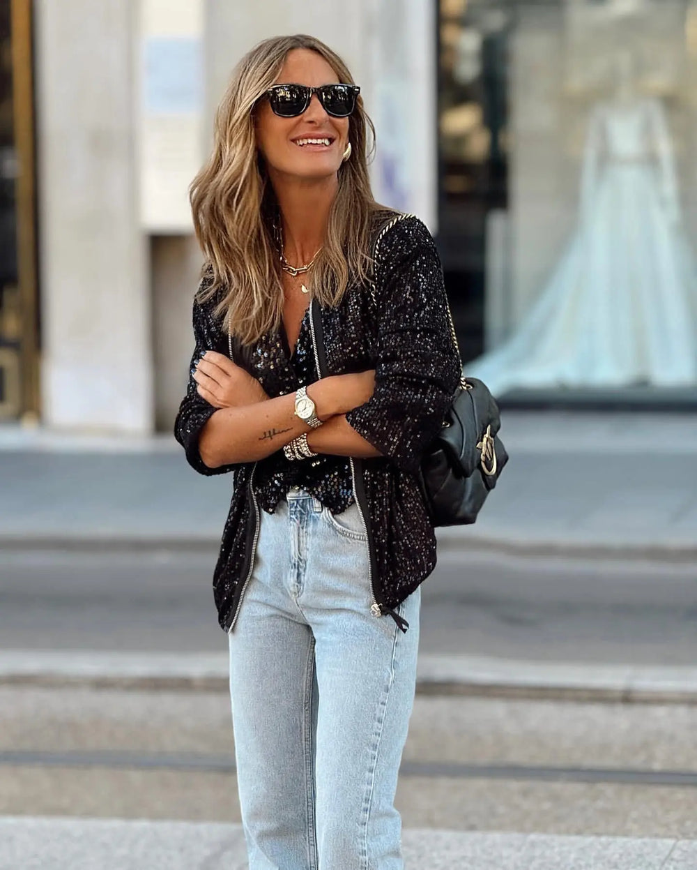 Trendy Fall Women's Sequin Blazer for Events – Soraya