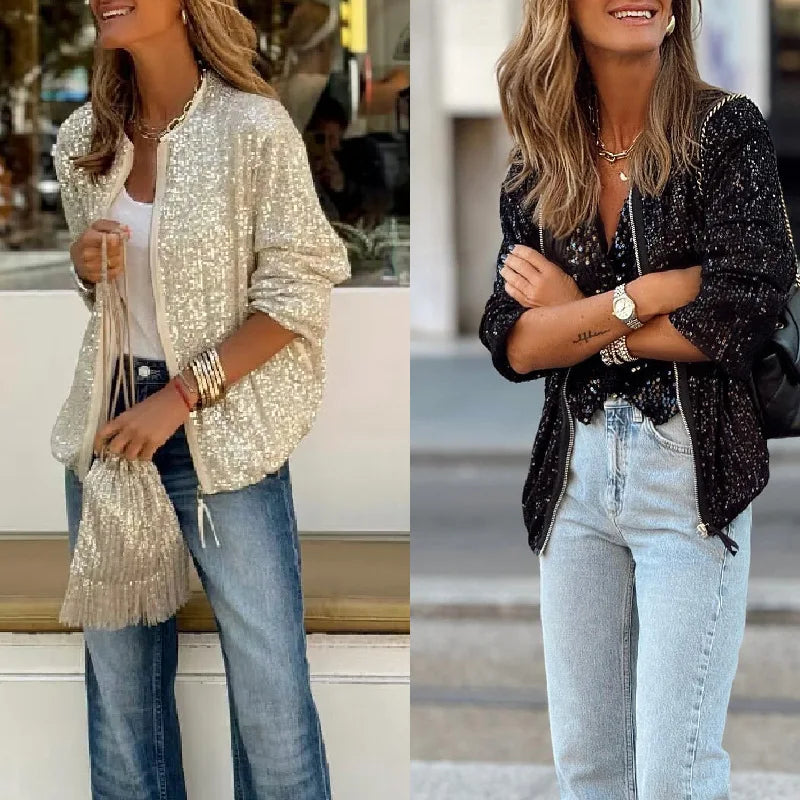 Trendy Fall Women's Sequin Blazer for Events – Soraya