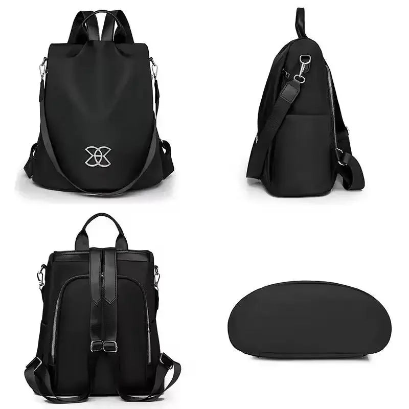 Anti-Theft Laptop Backpack – Water-Resistant Oxford, 3 Carry Options, Brown & Black