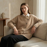 Elegant wrap knit cardigan with button detail - Marcella