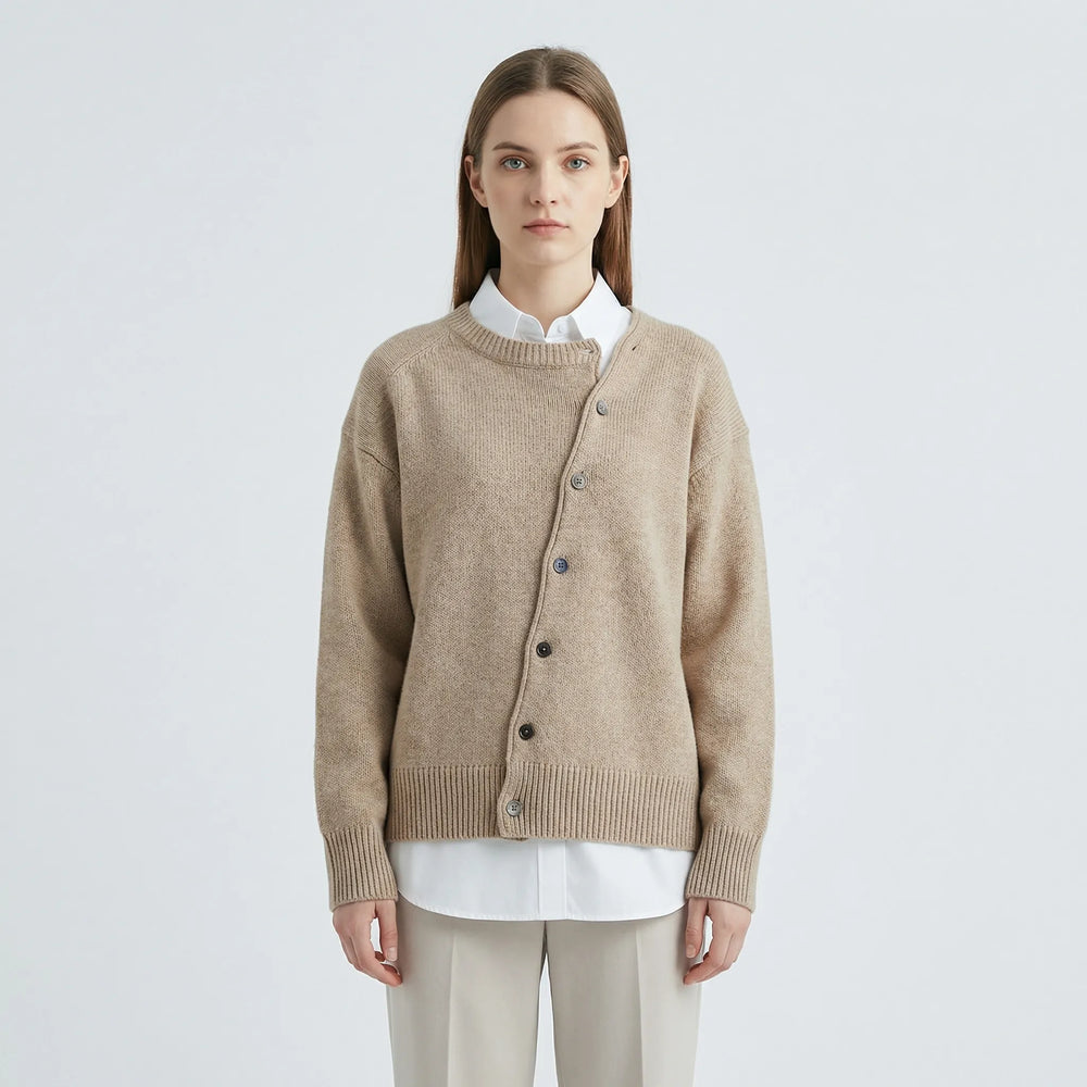 Elegant wrap knit cardigan with button detail - Marcella