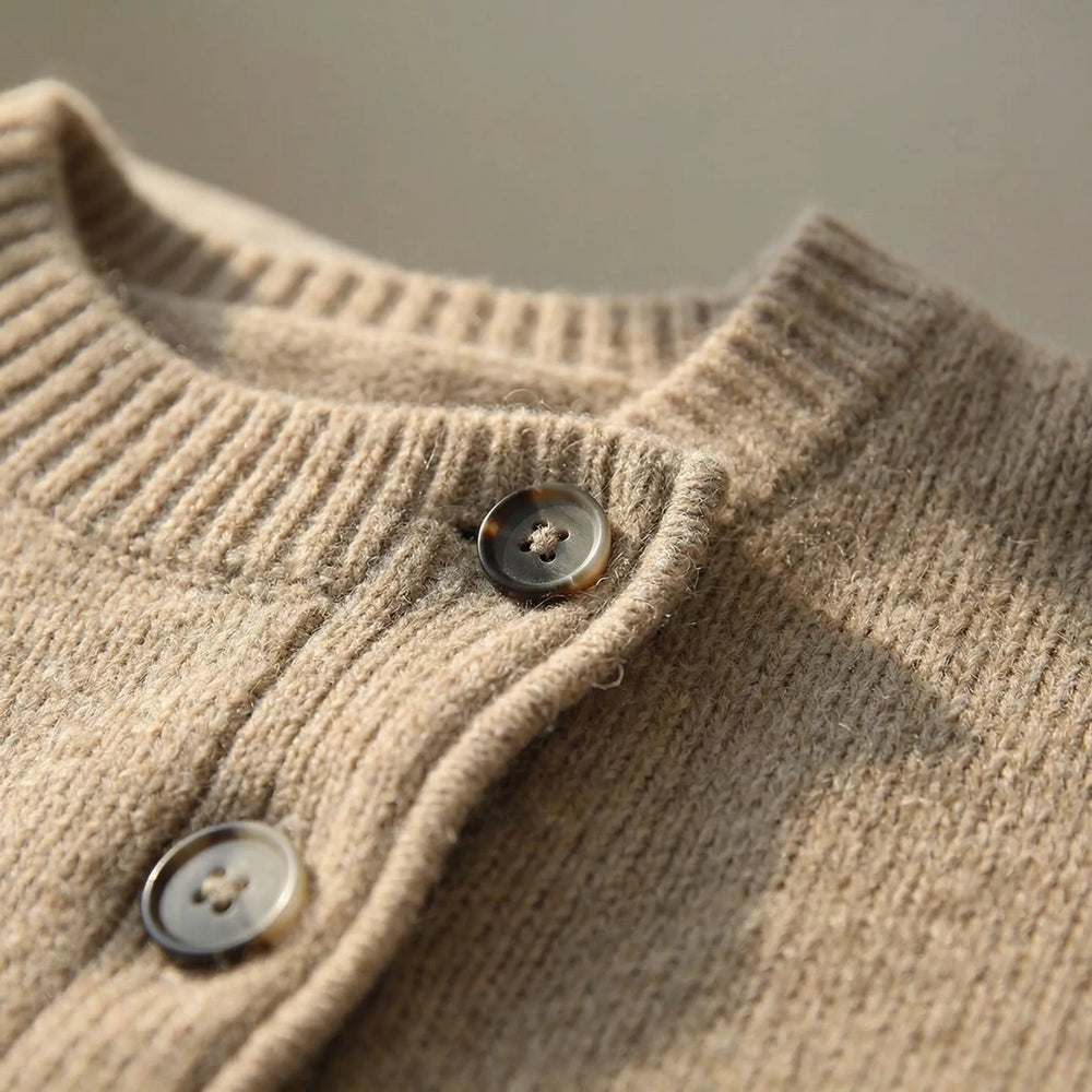 Elegant wrap knit cardigan with button detail - Marcella