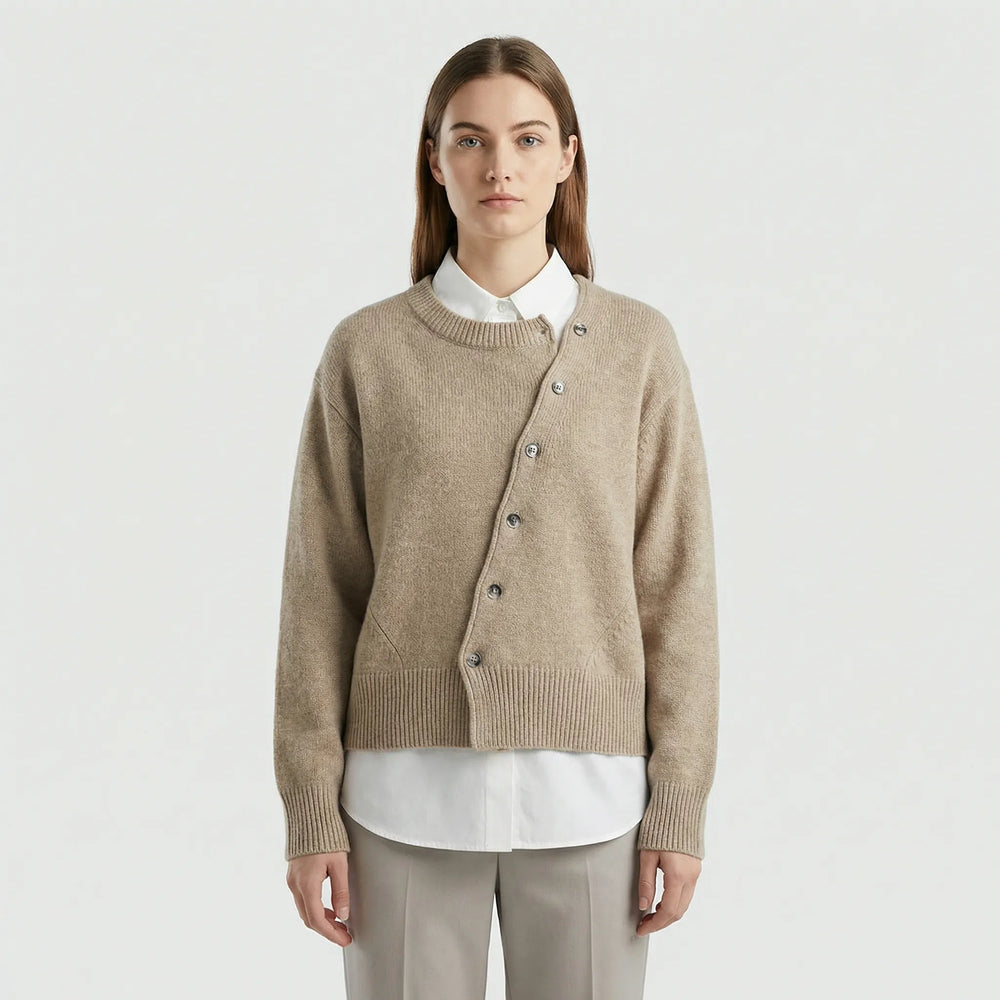 Elegant wrap knit cardigan with button detail - Marcella