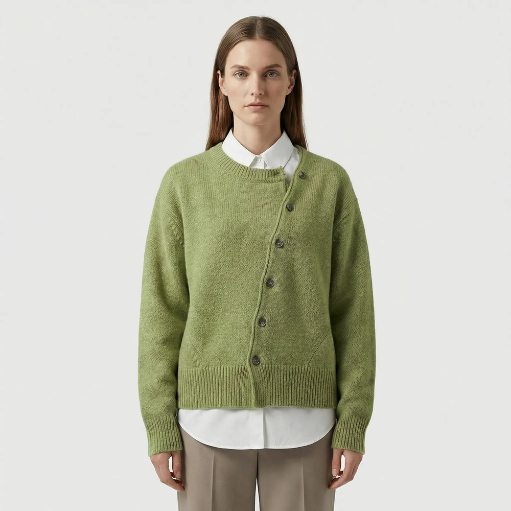 Elegant wrap knit cardigan with button detail - Marcella
