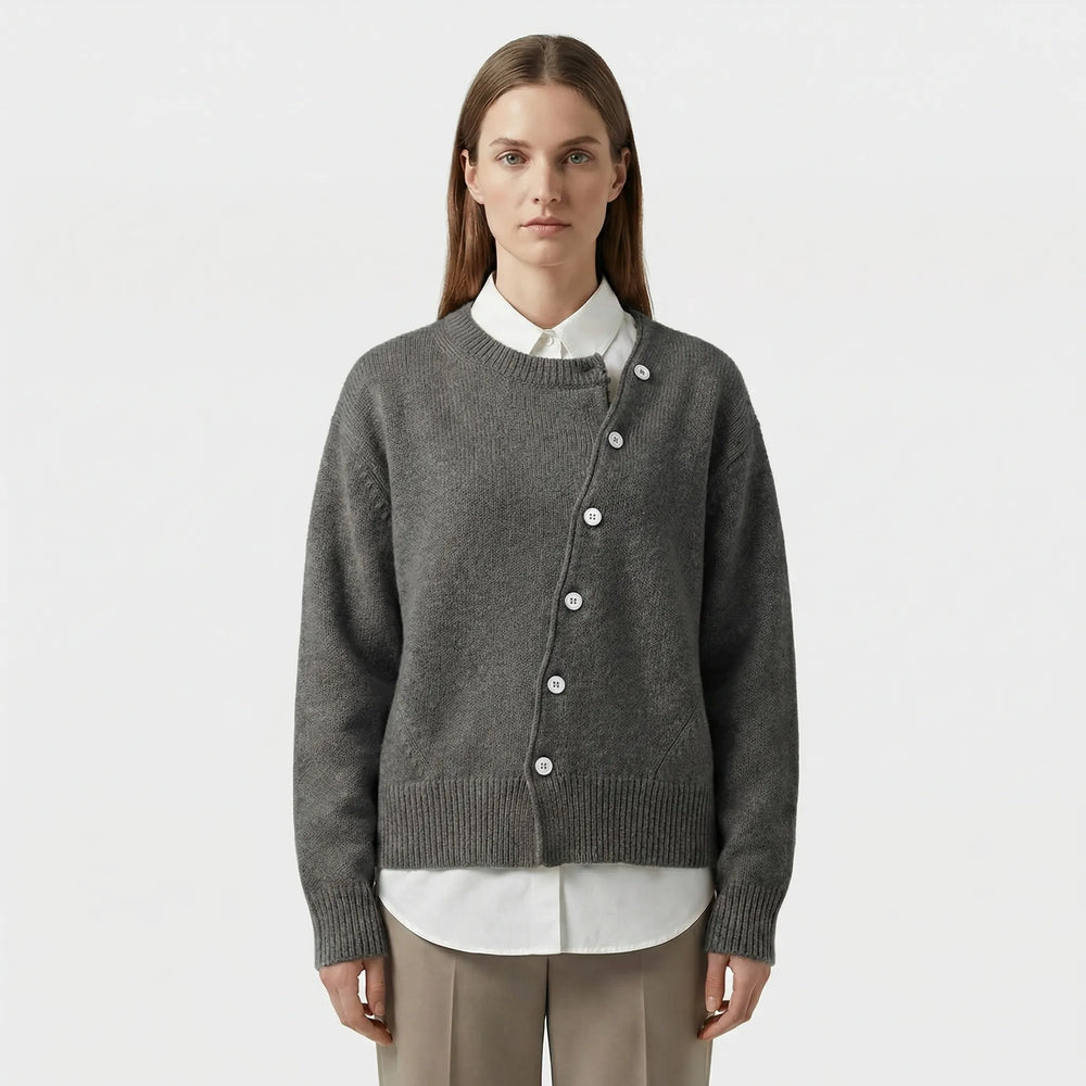 Elegant wrap knit cardigan with button detail - Marcella