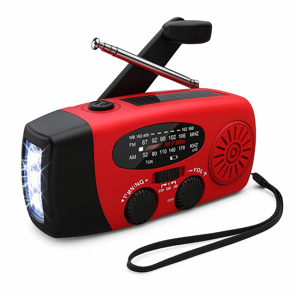 Emergency Hand Crank Radio – Solar & USB-C, AM/FM Weather & LED Flashlight