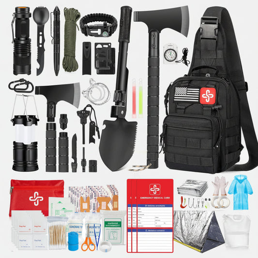 Survival Kit – Emergency First Aid, Disaster Preparedness Gear & Crossbody Bag