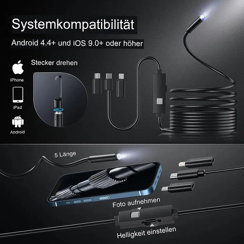 HD Endoskop-Kamera – Entdecken Sie schwer zugängliche Bereiche & sparen Sie über 180 € an Handwerkerkosten!