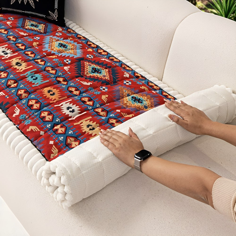 Rutschfester Gesteppter Sofabezug mit Ethno-Muster – Stylischer Schutz für Ihr Sofa