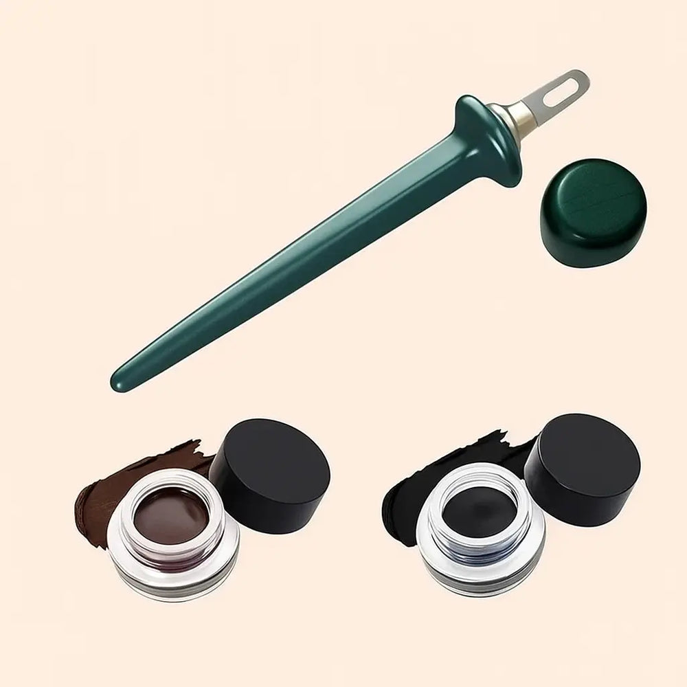 Ergonomic Eyeliner Set with Waterproof Gel - Precision Tool Included for Flawless Application