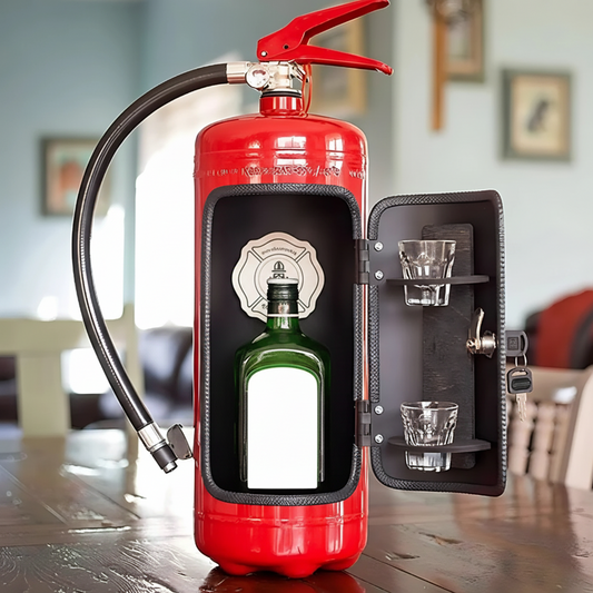Bar Cabinet – Industrial Design, Handmade Metal & Fire Extinguisher Shape