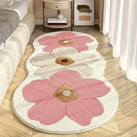 Area Rug – Floral, Irregular Shape & Soft Bedroom Floor Mat