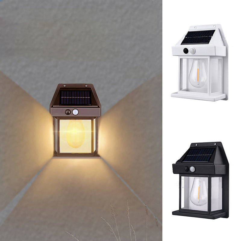 Solar Wall Light with Motion Sensor – IP65 Waterproof, 12h Runtime, White & Black Outdoor LED