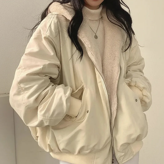 Women's Winter Jacket – Shearling Lined, Zipper Closure & Casual Fit