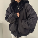 Winter Jacket Women Shearling Lined Zipper Casual Coat