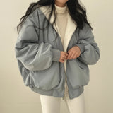 Winter Jacket Women Shearling Lined Zipper Casual Coat