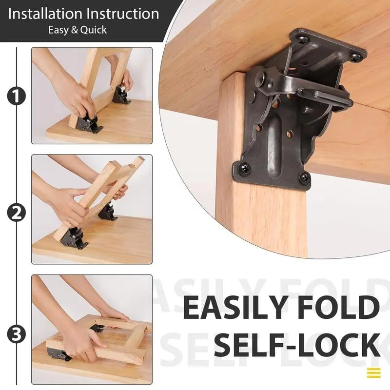Foldable Heavy-Duty Angle Brackets – 2.5mm Steel, 225kg Capacity & Self-Locking 90°