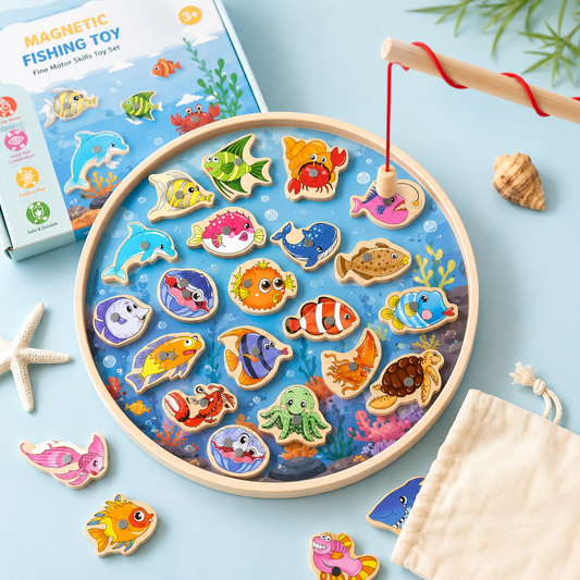 Magnetic Fishing Toy Set – Wooden Pieces & Fine Motor Skills Game