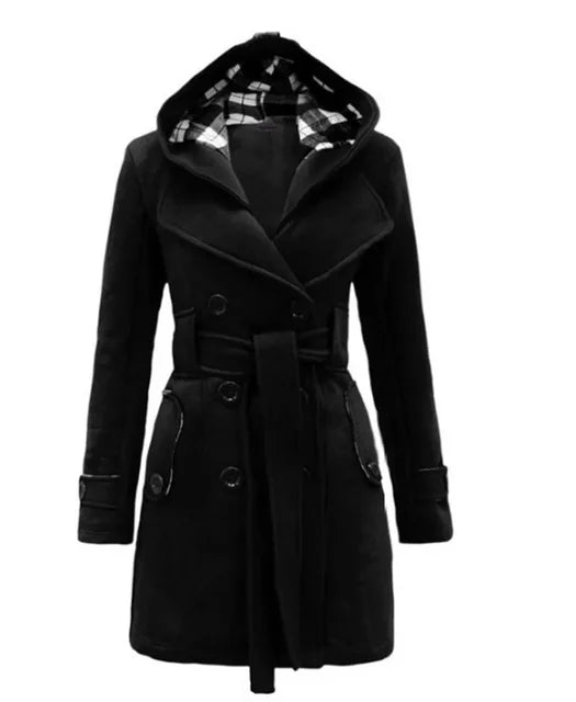Fitted Women's Coat with Hood - Viola - 9
