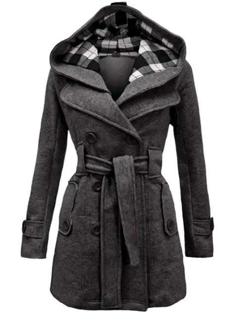 Fitted Women's Coat with Hood - Viola - 10