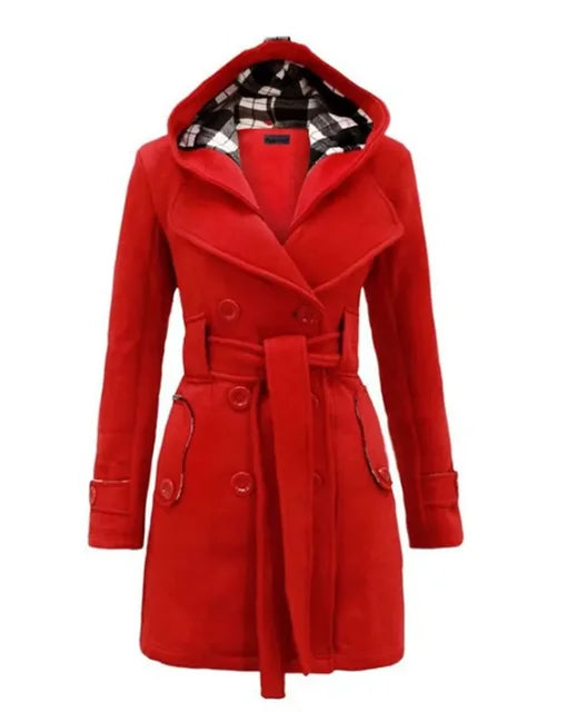 Fitted Women's Coat with Hood - Viola - 11