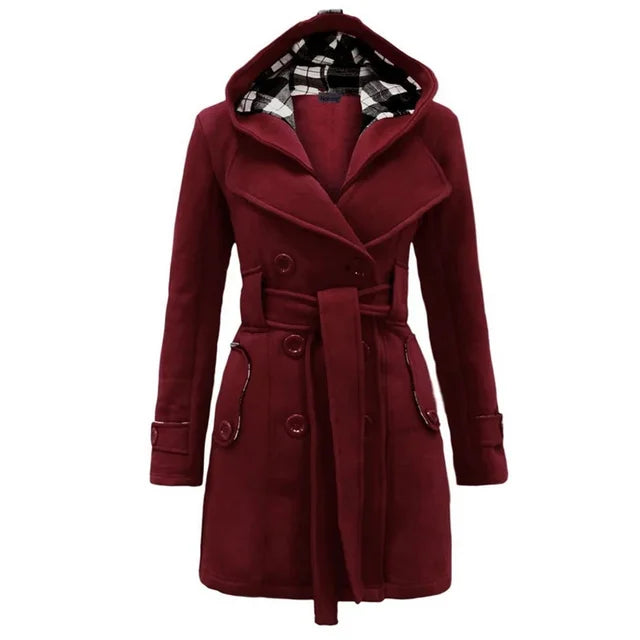 Fitted Women's Coat with Hood - Viola - 12
