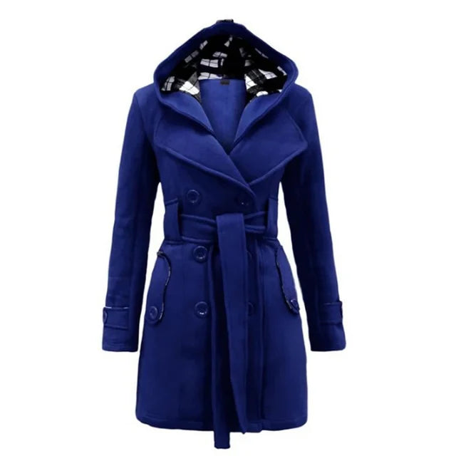 Fitted Women's Coat with Hood - Viola - 13