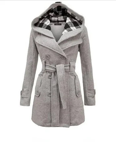 Fitted Women's Coat with Hood - Viola - 14