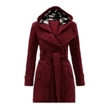 Fitted Women's Coat with Hood - Viola - 2