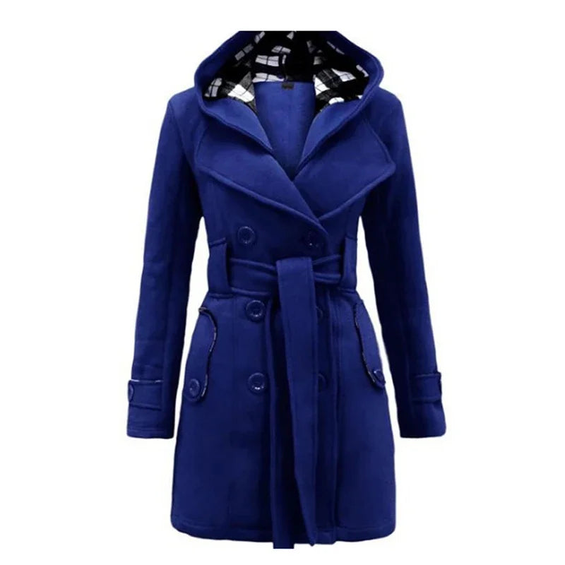 Fitted Women's Coat with Hood - Viola - 3