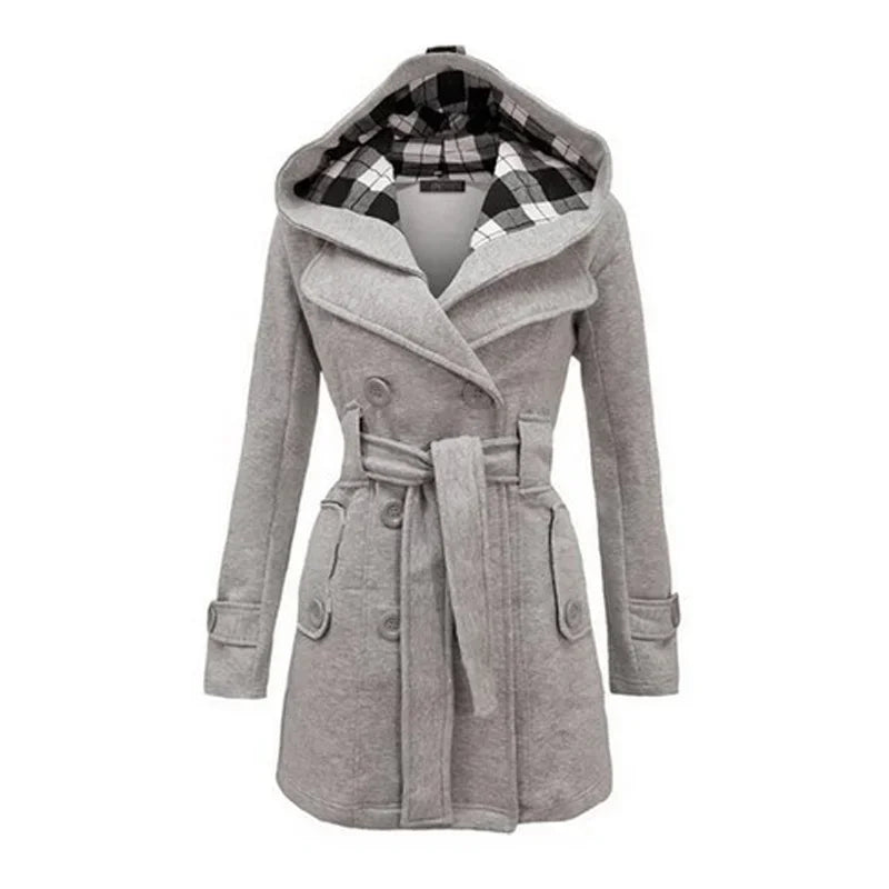 Fitted Women's Coat with Hood - Viola - 4
