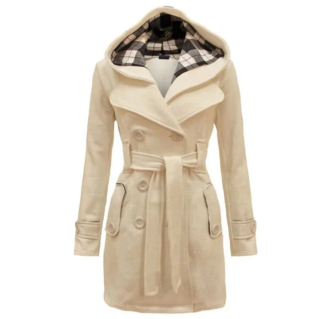 Fitted Women's Coat with Hood - Viola - 7