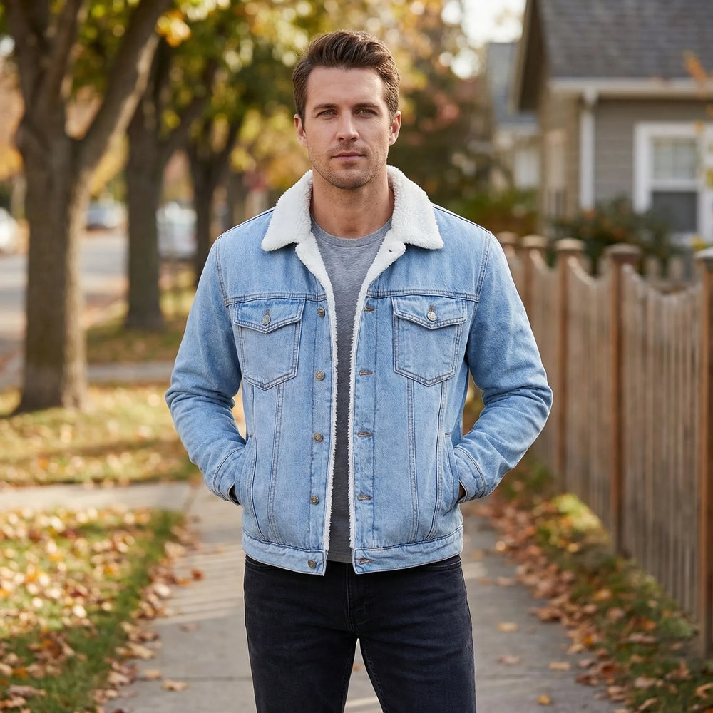 Tom - Fleece-Lined Retro Denim Jacket