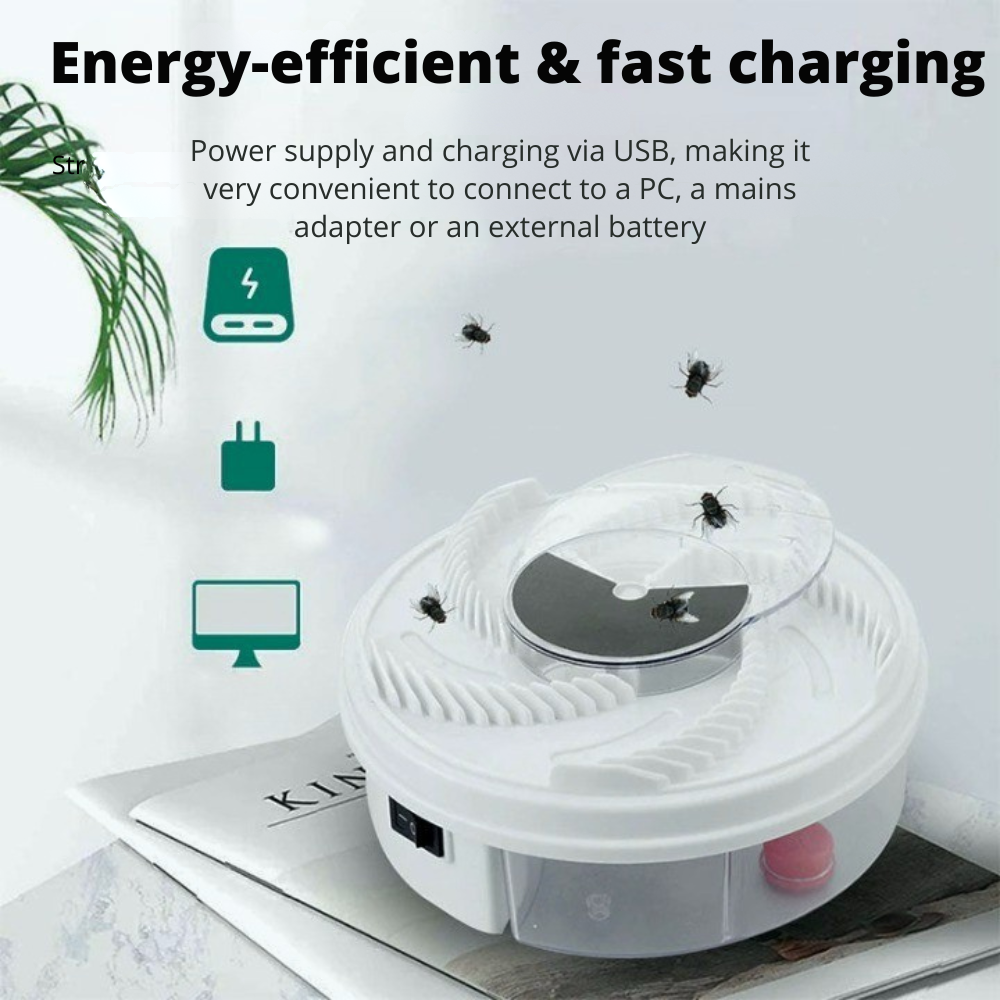 Electric Fly Trap – Rotating Catch Mechanism, Chemical-Free & Bait Stations