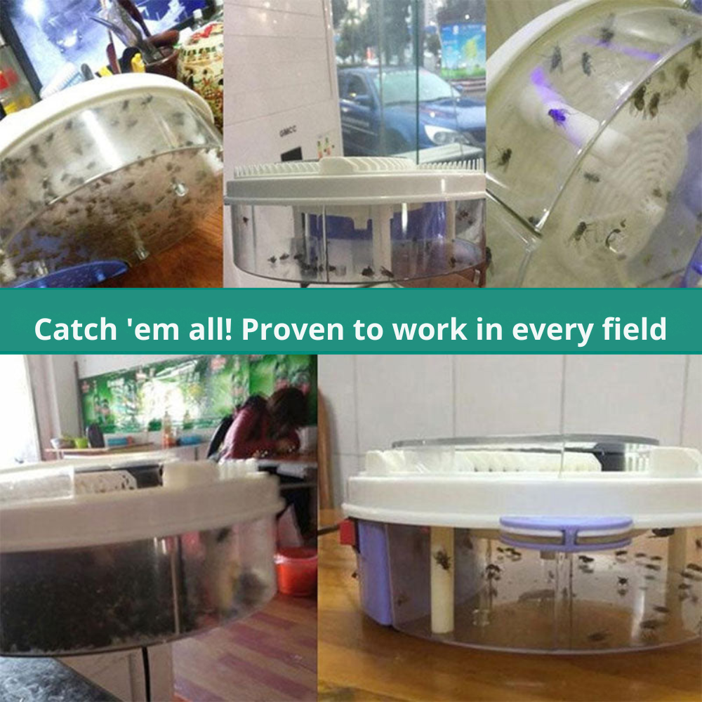 Electric Fly Trap – Rotating Catch Mechanism, Chemical-Free & Bait Stations