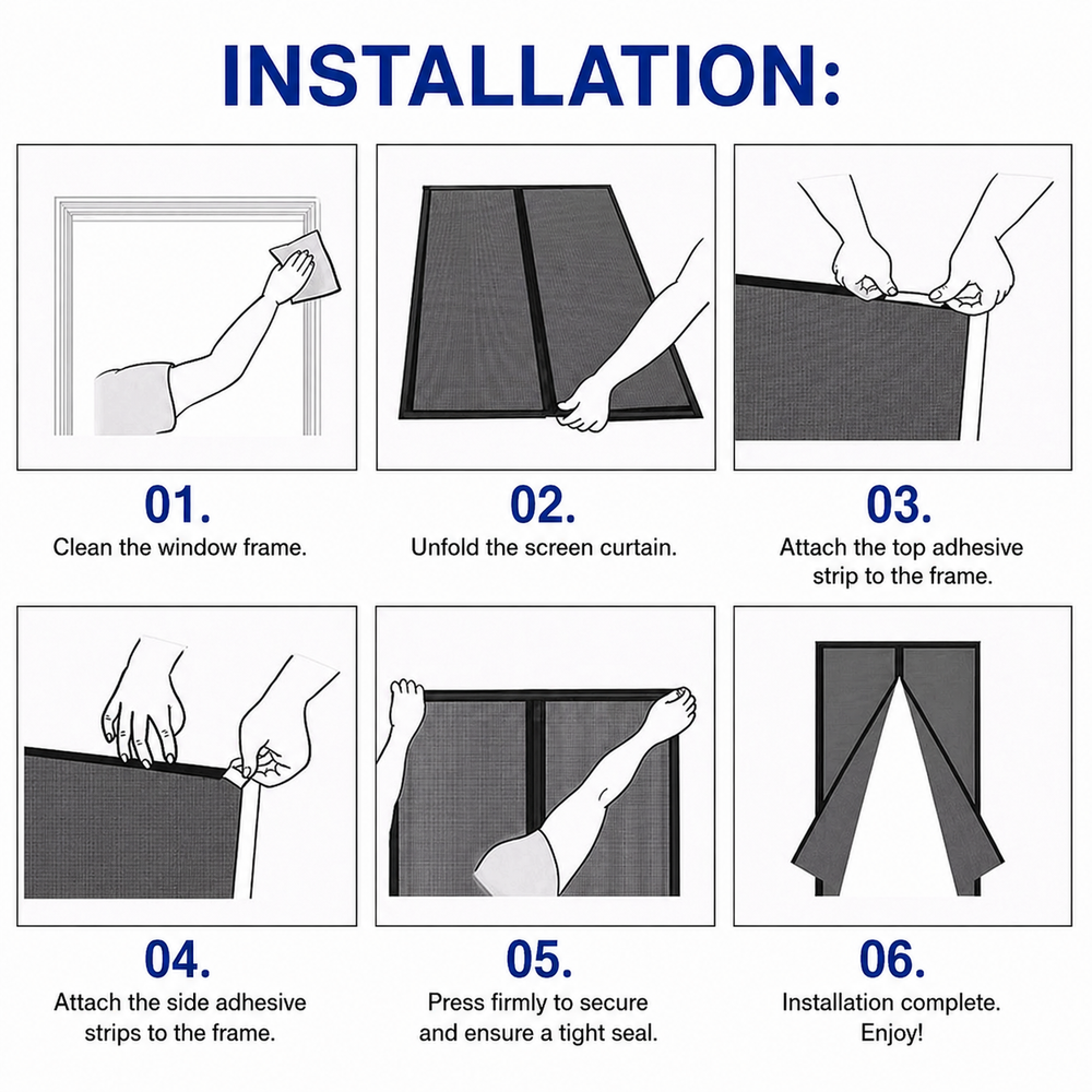 Magnetic Fly Screen Door – Auto-Closing, 80×210cm & Tool-Free Installation