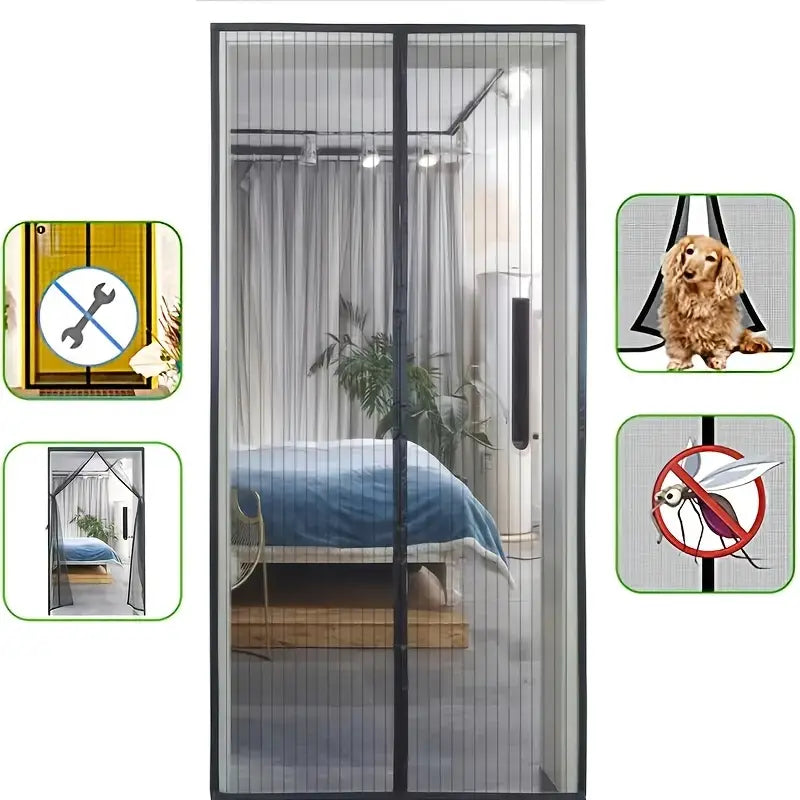 Magnetic Screen Door – Self-Closing, Bug-Proof Mesh & 5 Sizes