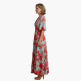 Women's Floral Maxi Dress – V-Neck, Long Length & Lightweight