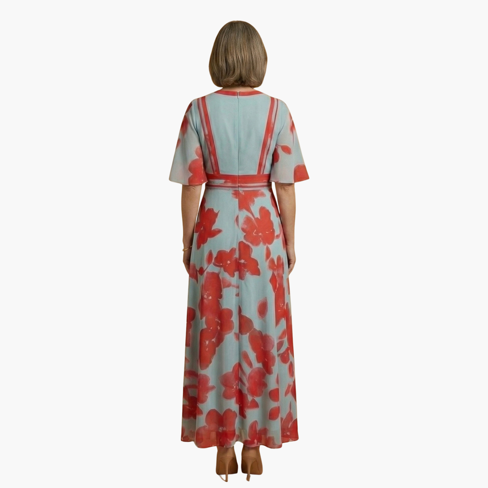 Women's Floral Maxi Dress – V-Neck, Long Length & Lightweight