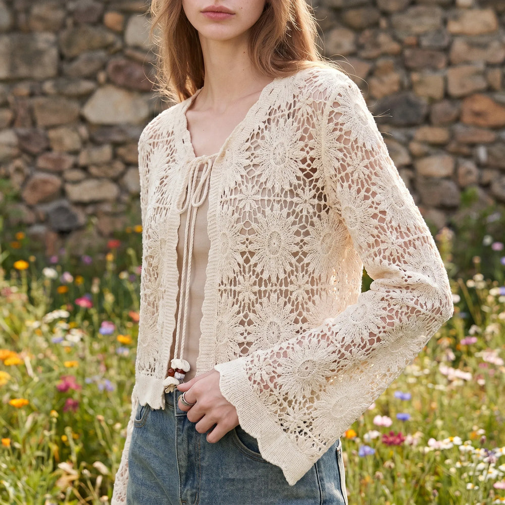 Floral Knit Cardigan - Lilac