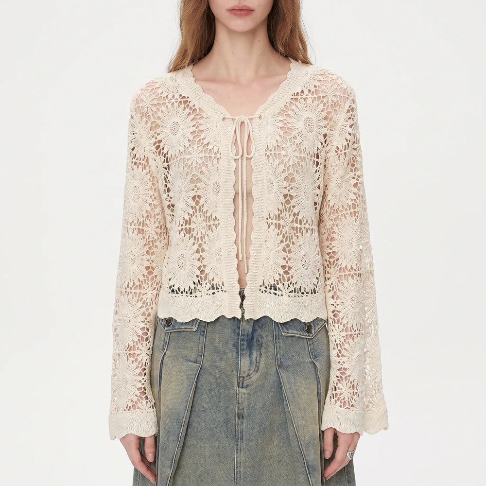 Floral Knit Cardigan - Lilac