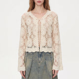 Floral Knit Cardigan - Lilac