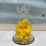 Flower Gift Glass Dome Preserved Rose Angel Light Display