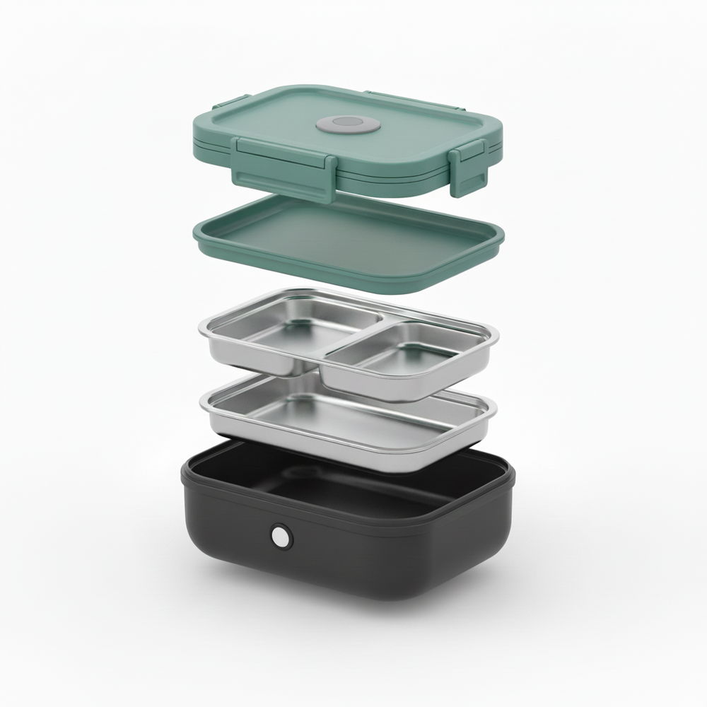 Electric Lunch Box Portable Heated Food Container Stainless Steel