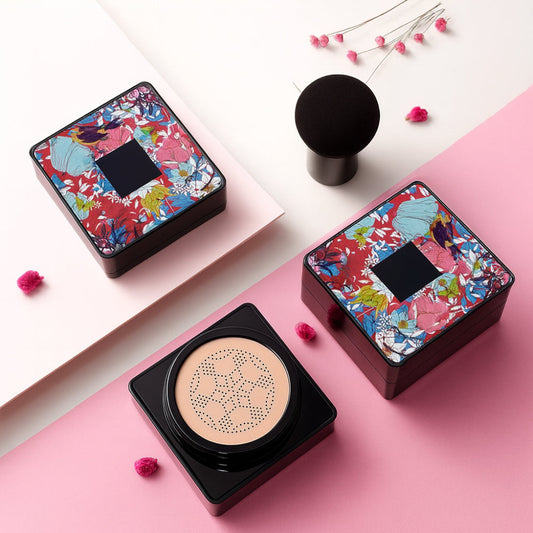 Cushion Foundation Compact – Natural Coverage, Face Applicator & Portable Design