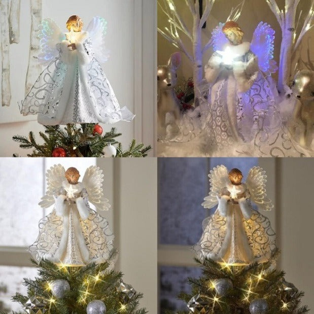 Animated Heavenly Angel Tree Topper – Illuminated Holiday Decor for Christmas Trees