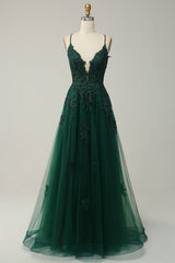 Julia Stylish A-Line Ball Gown with Spaghetti Straps & Lace-Up Back