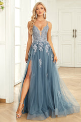 Julia Stylish A-Line Ball Gown with Spaghetti Straps & Lace-Up Back